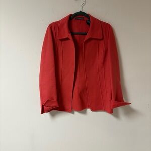 Liz Claiborne Jacket Blazer Coral Wool Blend Open Front Size 6